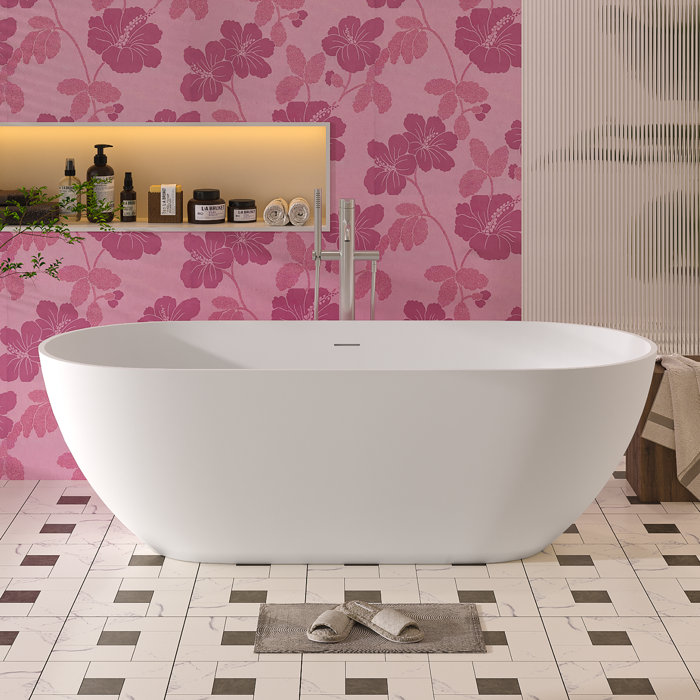 ABRUZZO 59'' x 30'' Freestanding Soaking Solid Surface Bathtub